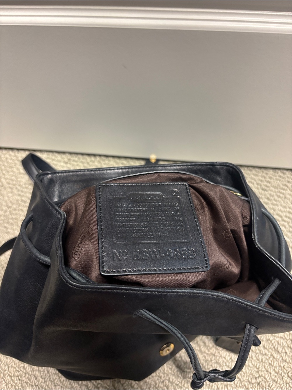 Classic Coach Black Leather Mini Backpack with Gold Hardware - Picture 5 of 5